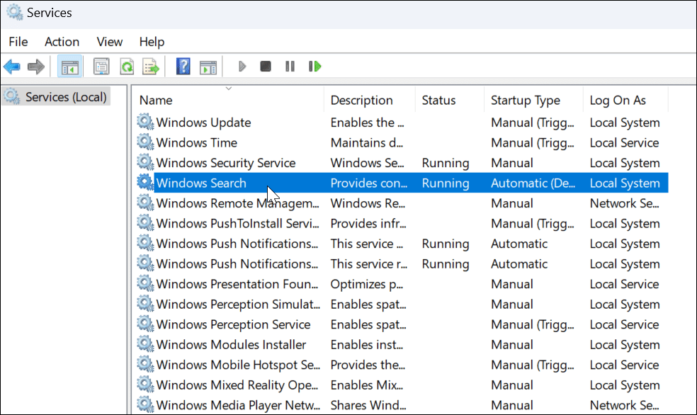 Traka za pretraživanje sustava Windows 11 ne radi