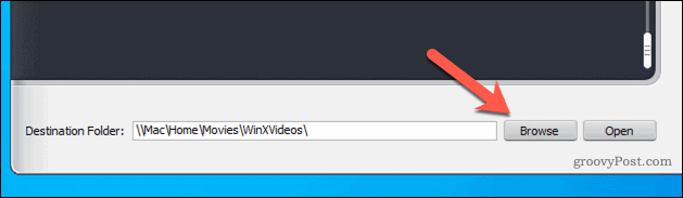 Postavljanje odredišta za izlaz datoteke u WinX-u