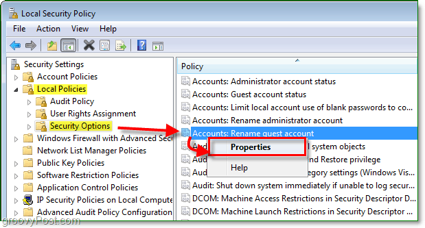 kako izmijeniti naziv računa gosta računa u sustavu Windows 7 putem lokalne sigurnosne politike