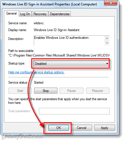 onemogućeno pokretanje vrste Windows Live id prijava pomoćnika