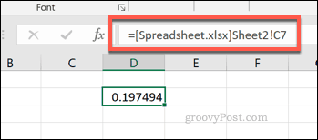 Referenca na jednu ćeliju iz vanjske datoteke proračunske tablice Excel