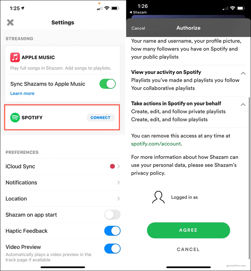 Spojite Spotify na Shazam