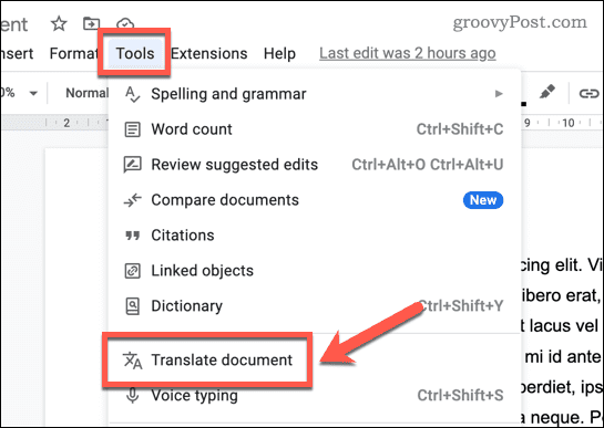 Prevedite dokument u Google dokumentima