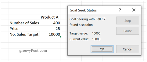 Pregled alata Traženje cilja u Excelu