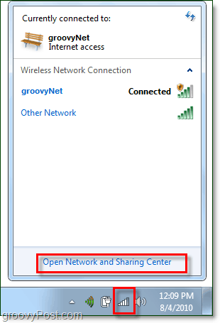upravljanje mrežama na programskoj traci sustava Windows 7