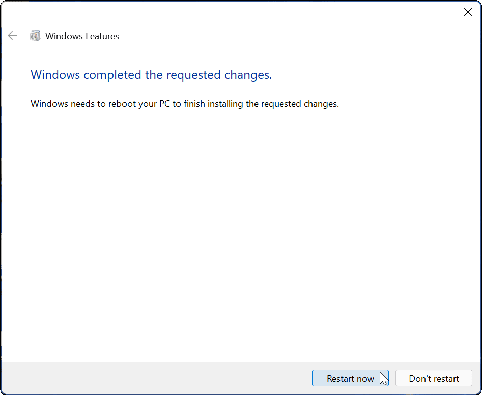 ponovno pokrenite Windows Sandbox za postavljanje na Windows 11