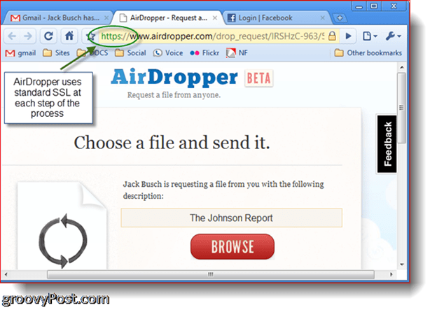 Snimka zaslona s fotografijama Dropbox Airdropper - odaberite datoteku