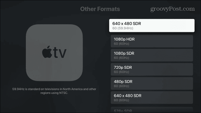 Promijenite razlučivost zaslona Apple TV-a