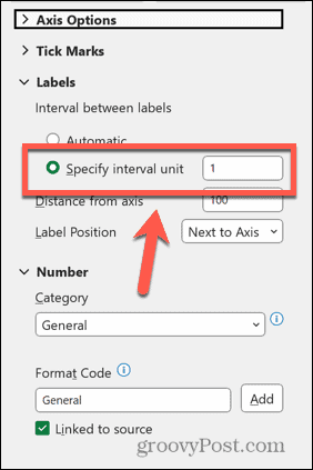 interval oznake excel