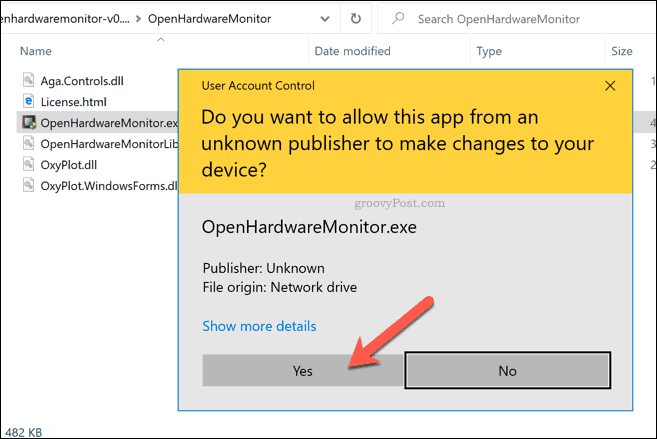 Upozorenje za Windows 10 UAC za Open Hardware Monitor