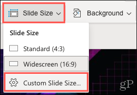 Kliknite Veličina slajda, Prilagođena veličina slajda
