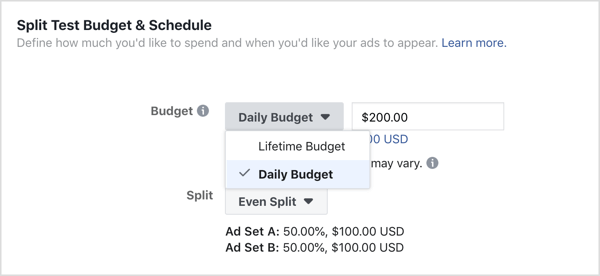 Odaberite Dnevni proračun za proračun oglasa
