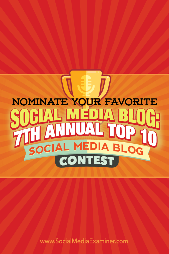 Nominirajte svoj omiljeni blog o društvenim mrežama: 7. godišnji natječaj za 10 najboljih blogova o društvenim mrežama: Ispitivač društvenih medija