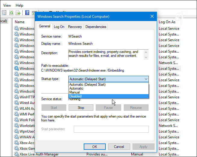 2 Onemogućite Windows Search Service Windows 10