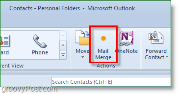 Snimak zaslona programa Outlook 2010 - kliknite spajanje pošte
