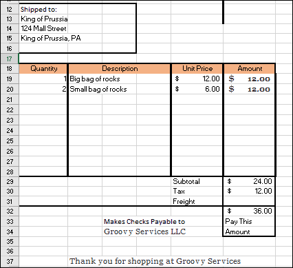 Excel spreadsheet-faktura-primjer
