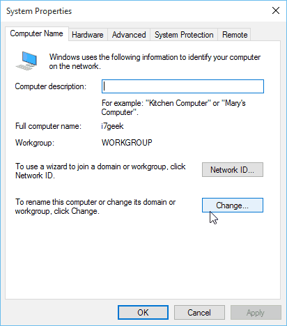 Windows 10 Svojstva sustava Naziv računala
