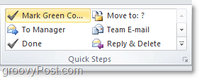 prilagodite popis brzih koraka u programu Outlook 2010