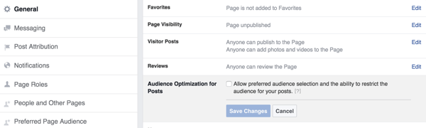 facebook optimizacija publike za objave