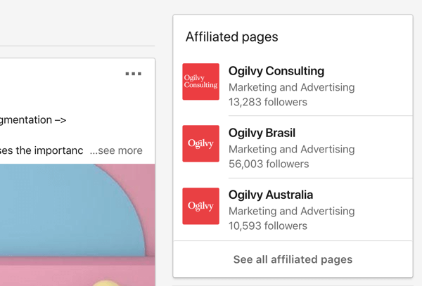 Stranice Ogilvyjevih povezanih LinkedIn tvrtki.