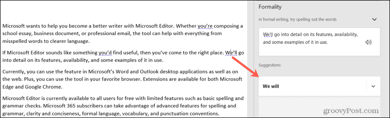 Prijedlog za Microsoft Editor