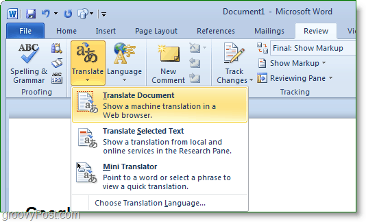 kako prevesti čitav dokument s softverom za mikrosoft na španjolski ili bilo koji drugi jezik