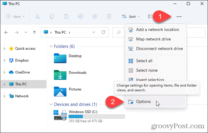 Otvorite Opcije u File Exploreru