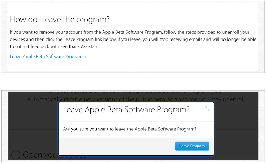 napustiti beta program Applea