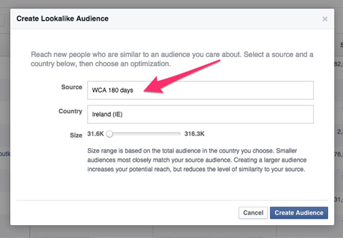 stvaranje facebook izgledne publike