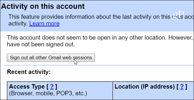 Odjavite se na svim Gmail sesijama