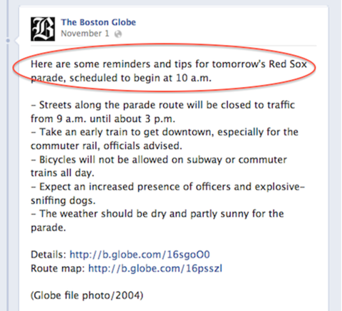 boston globe red sox parada post