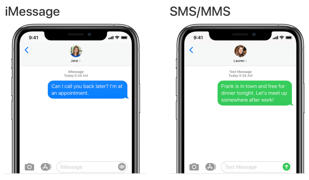 Poruke u macOS Big Sur iMessageu vs SMS-u