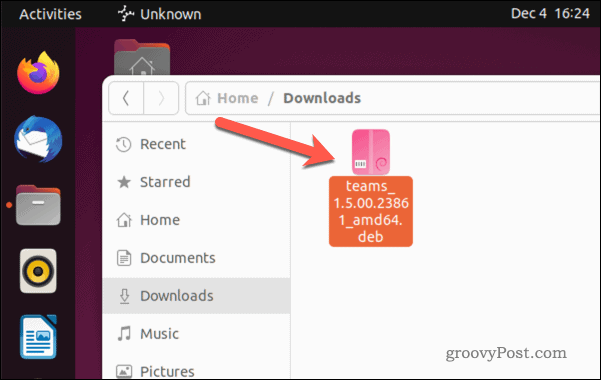 Otvorite instalacijsku datoteku Microsoft Teams na Ubuntu