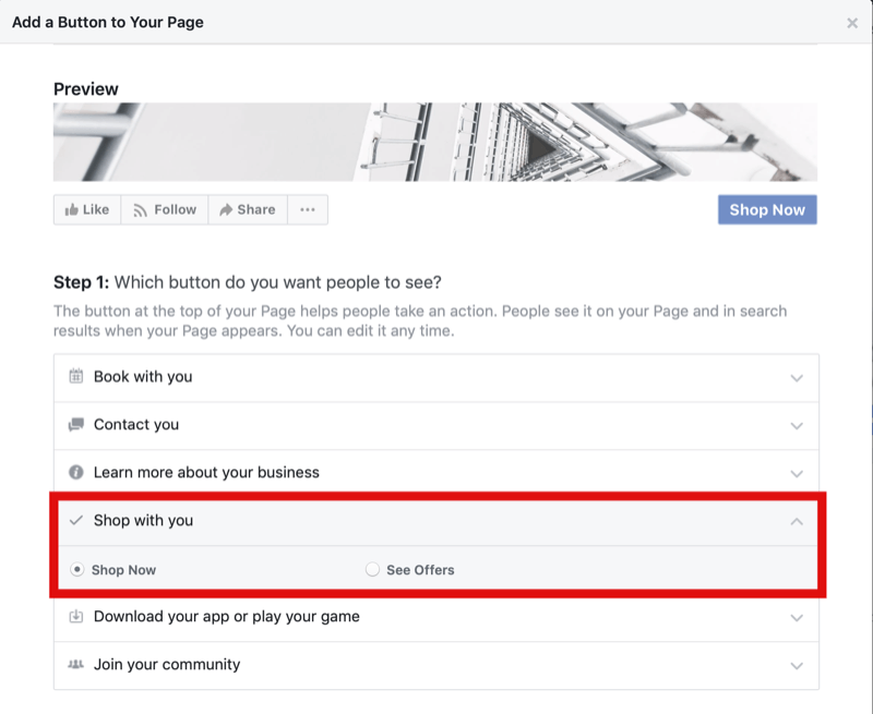 korak 1 kako dodati gumb Kupi sada na Facebook stranicu za Instagram kupovinu