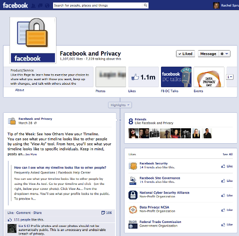 facebook i stranica o privatnosti