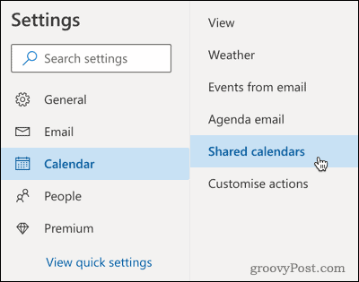 Opcija dijeljenih kalendara u programu Outlook