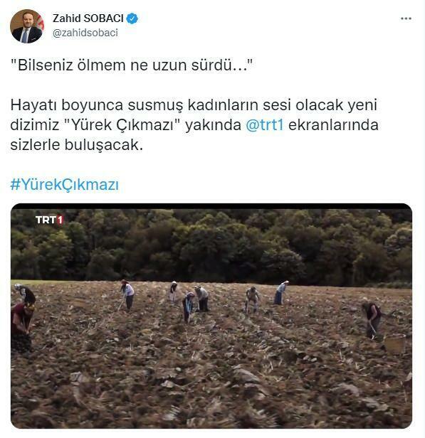 Generalni direktor TRT-a Zahid Sobacı podijelio je to na svom računu na društvenim mrežama