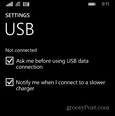 USB postavke postavki telefona