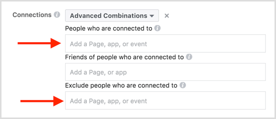Facebook napredne kombinacije ciljanja događaja na Facebooku