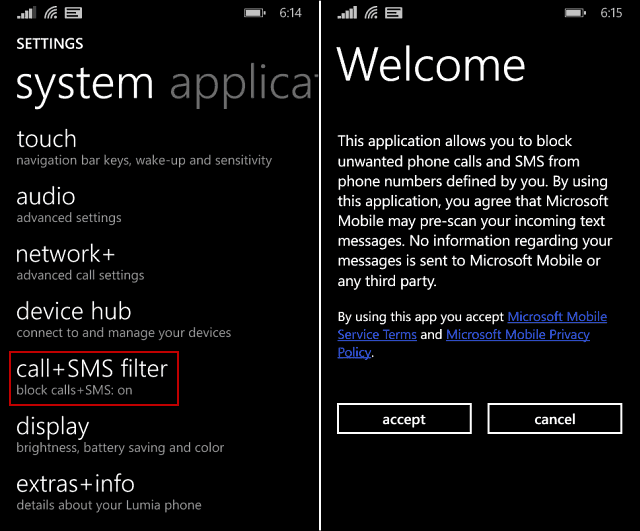 Blokirajte neželjene telefonske pozive i SMS na Windows Phone 8.1