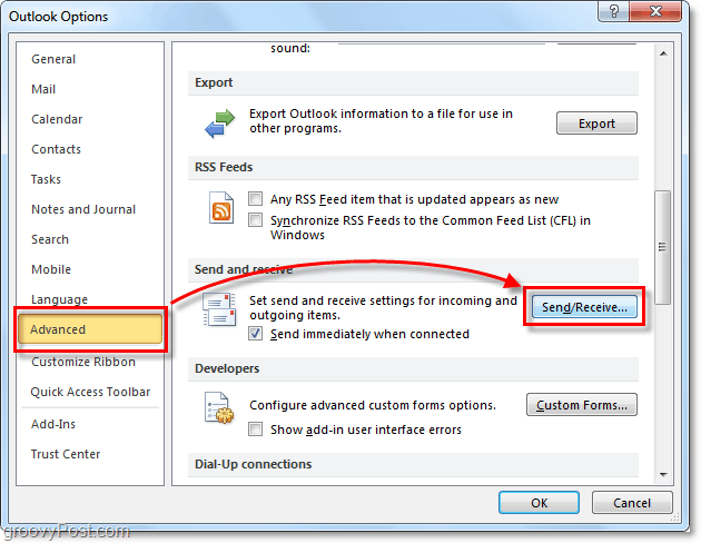 Kako zakazati automatsko slanje / primanje u programu Outlook 2010