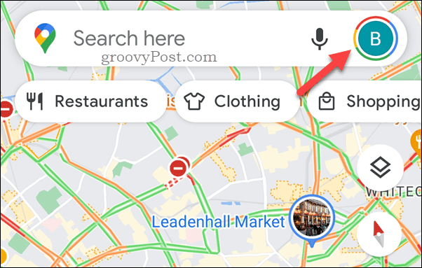 Dodirnite ikonu profila Google Maps