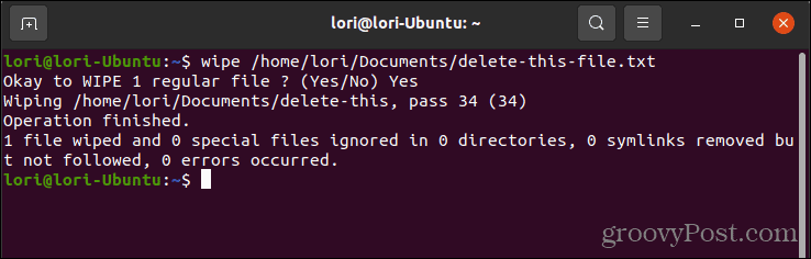 Sigurno izbrišite datoteku koristeći wipe u Linuxu