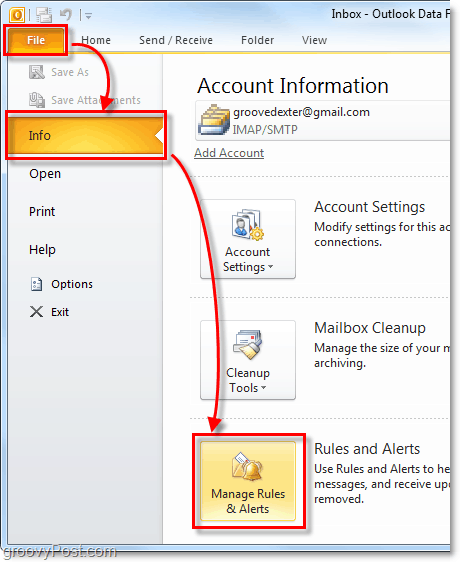 upravljanje pravilima i upozorenjima u programu Outlook 2010