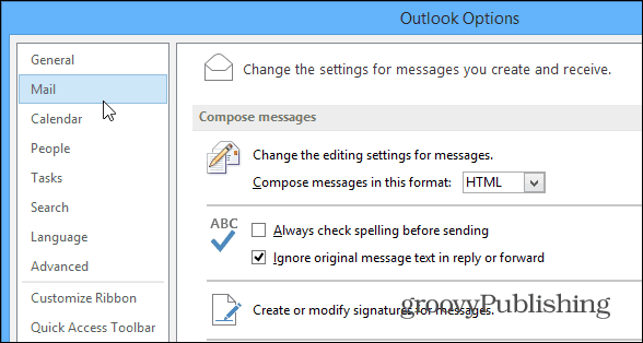Opcije programa Outlook