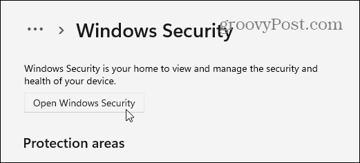 Otvorite Windows Sigurnost