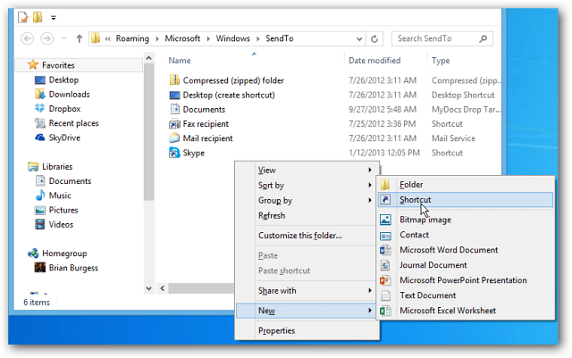 Dodajte brzo pokretanje u izbornik Slanje u kontekst u sustavu Windows 7