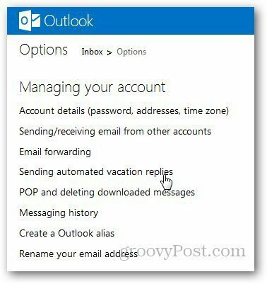 Outlook Poruka o odmoru 2
