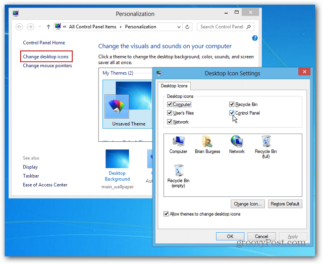 Kako prikačiti ikonu upravljačke ploče na programskoj traci sustava Windows 8