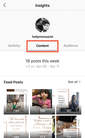 Pogledajte podatke o povraćaju ulaganja u Instagram Stories, 2. korak.